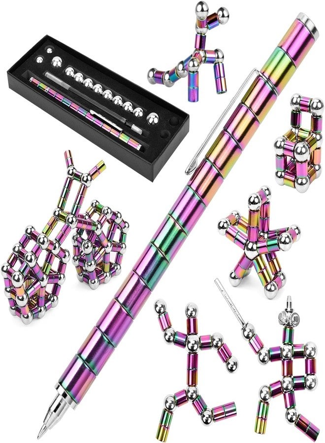 CREWLA Magnetic Pen, Fidget Pen, Decompression Magnetic Toy Pen Fidget Cool Gadgets Toys Gifts for Kids, Boy, Girls, Friends (Rainbow) - Image 1